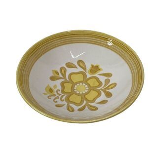 Vintage Bowl CAVALIER Porcelain USA Ironstone MCM Yellow Mustard‎ Serving 9x9x2"